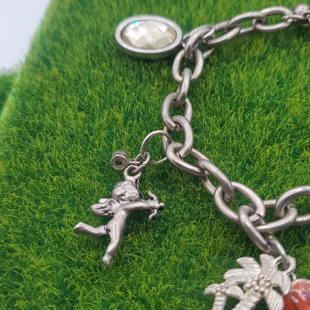 Silver Tone Charm Bracelet with Texas and Angel Charms‎ B3025